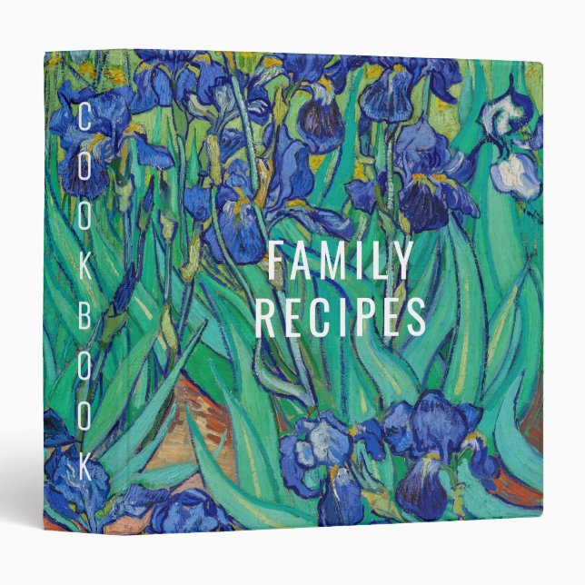 Van Gogh Irises. Floral impressionism cookbook 3 Ring Binder (Front/Spine)