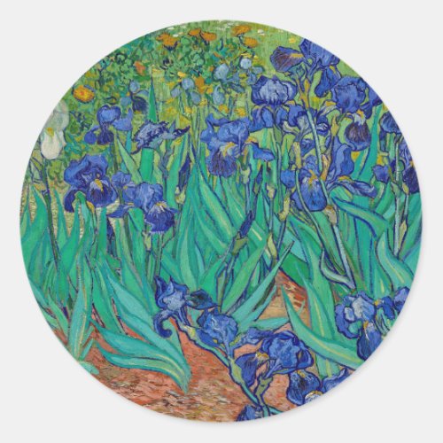Van Gogh Irises Floral Painting Classic Round Sticker