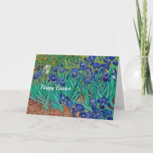 Van Gogh Irises Floral Painting Vintage Easter Holiday Card