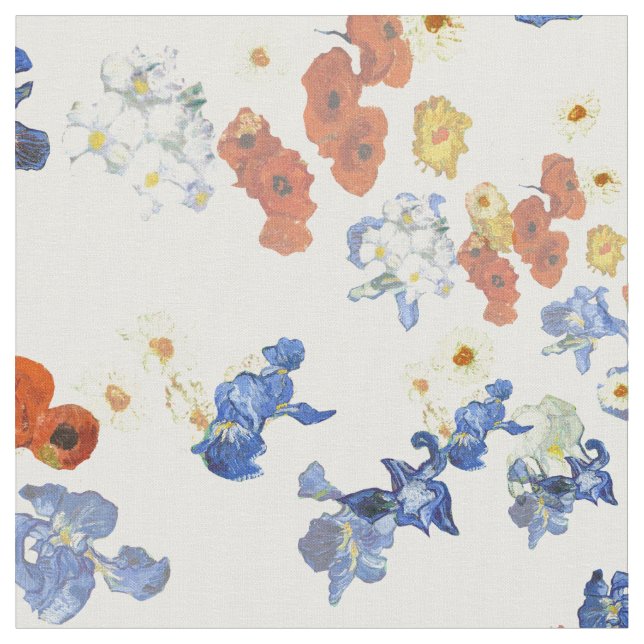 Van Gogh Irises Floral Pattern Fabric (Close Up)