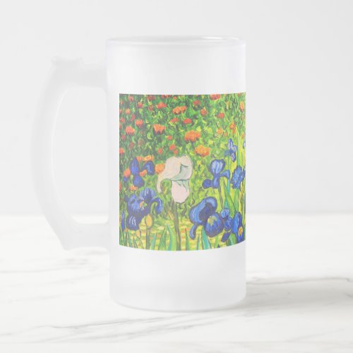 Van Gogh Irises Frosted Glass Beer Mug