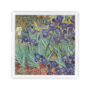 Van Gogh Irises Impressionist Painting Acrylic Tray