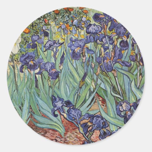 Van Gogh Irises Impressionist Painting Classic Round Sticker