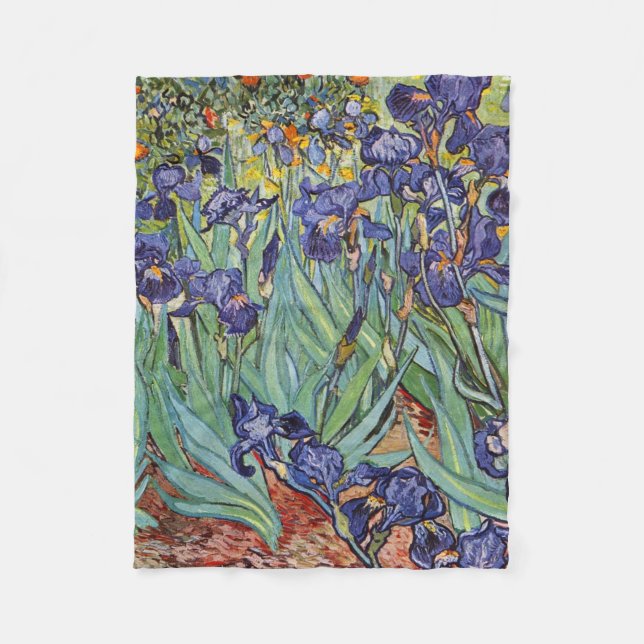 Van Gogh Irises Impressionist Painting Fleece Blanket (Front)
