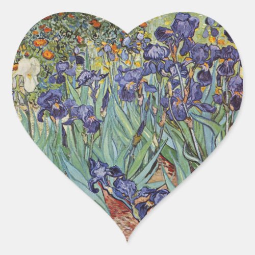 Van Gogh Irises Impressionist Painting Heart Sticker