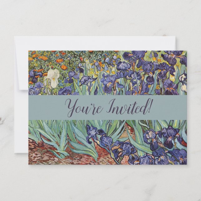 Van Gogh Irises Impressionist Painting Invitation (Front)