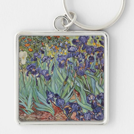 Van Gogh Irises Impressionist Painting Keychain