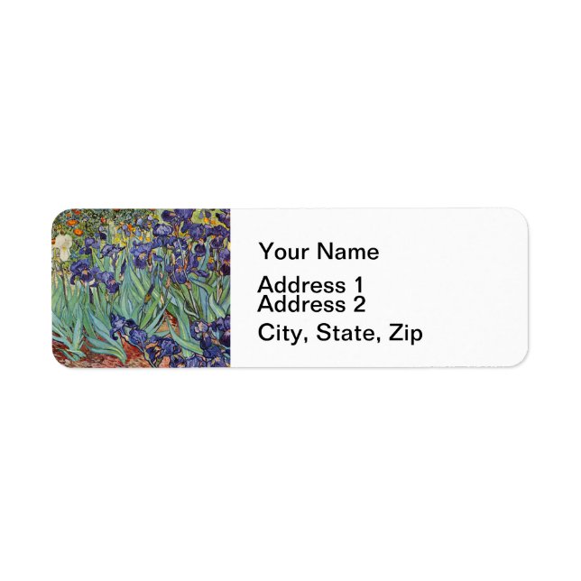 Van Gogh Irises Impressionist Painting Label (Front)
