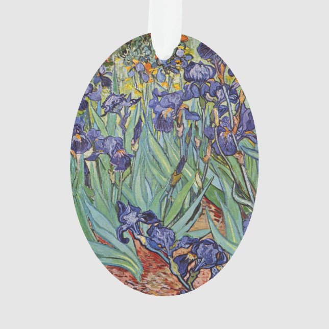 Van Gogh Irises Impressionist Painting Ornament (Back)