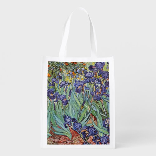 Van Gogh Irises Impressionist Painting Reusable Grocery Bag