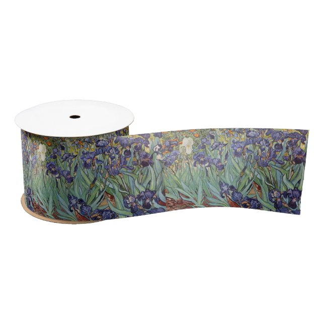 Van Gogh Irises Impressionist Painting Satin Ribbon (Spool)
