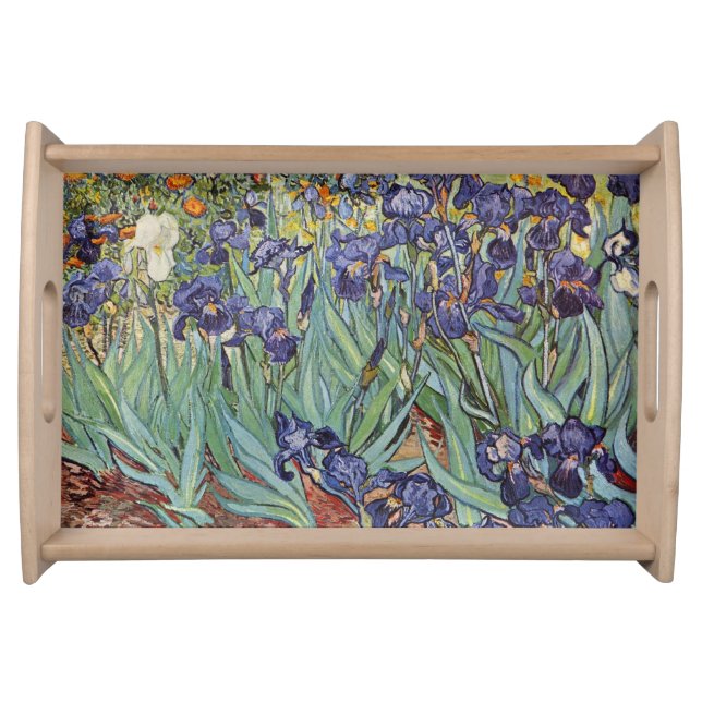Van Gogh Irises Impressionist Painting Serving Tray (Front)