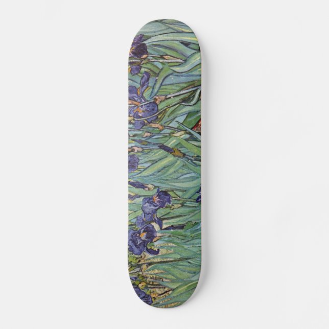 Van Gogh Irises Impressionist Painting Skateboard Deck (Front)