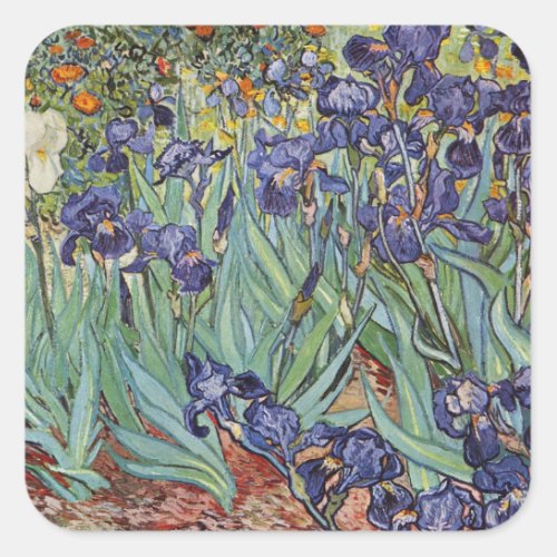 Van Gogh Irises Impressionist Painting Square Sticker