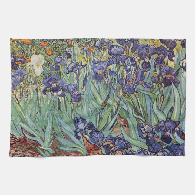 Van Gogh Irises Impressionist Painting Towel (Horizontal)