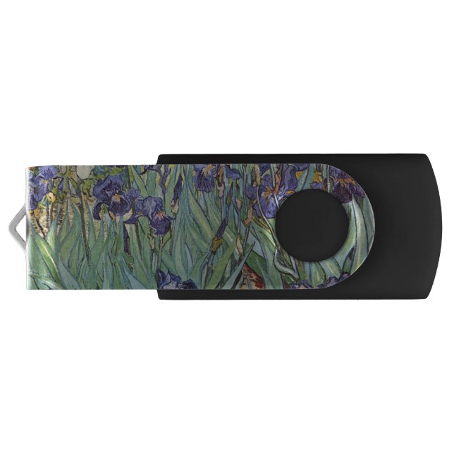Van Gogh Irises Impressionist Painting USB Flash Drive (Back)