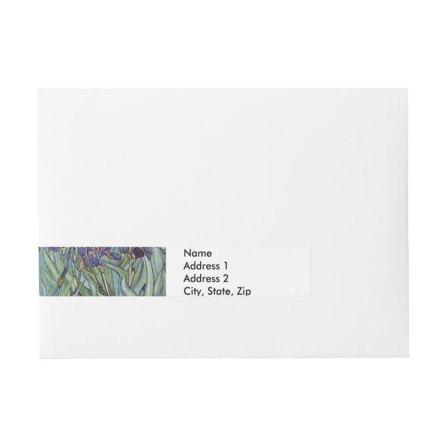 Van Gogh Irises Impressionist Painting Wrap Around Address Label (Front)