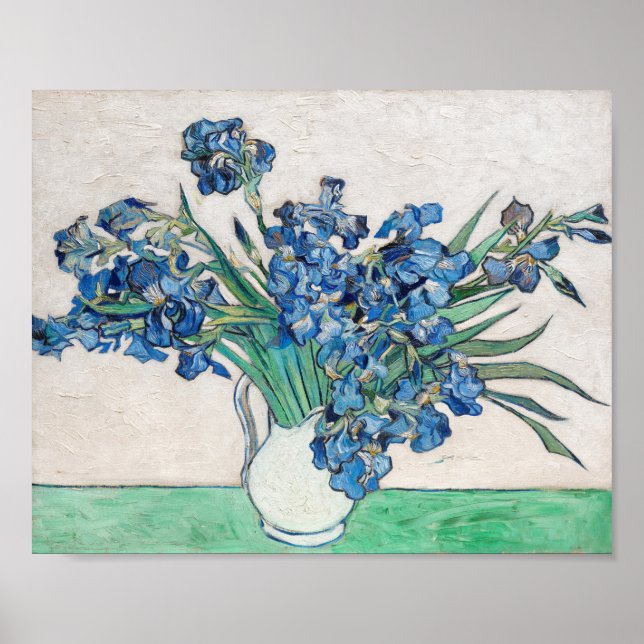Van Gogh Irises In A Vase Painting Poster (Front)