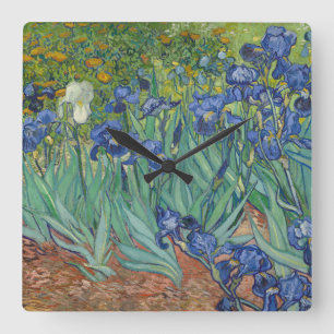Van Gogh Irises Painting Square Wall Clock