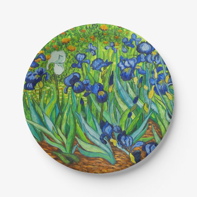 Van Gogh Irises Paper Plates (Front)