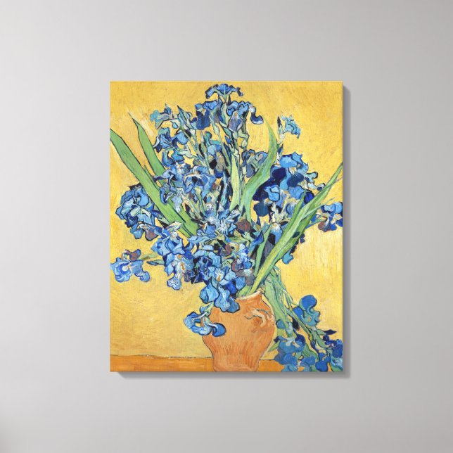 Van Gogh Irises Vase Blue Flowers Bouquet Fine Art Canvas Print (Front)