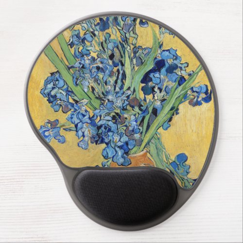Van Gogh Irises Vase Blue Flowers Bouquet Fine Art Gel Mouse Pad