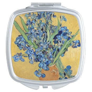 Van Gogh Irises Vase Blue Flowers Vintage Art Mirror For Makeup by Then_Is_Now at Zazzle