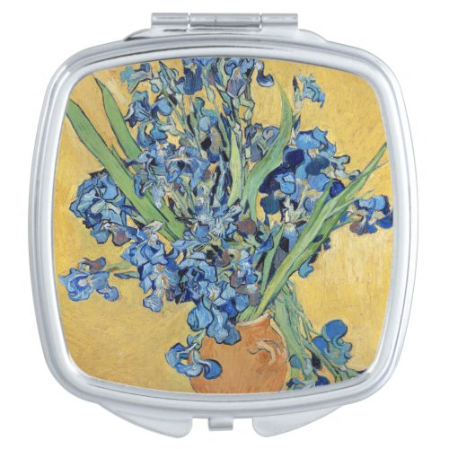 Van Gogh Irises Vase Blue Flowers Vintage Art Mirror For Makeup