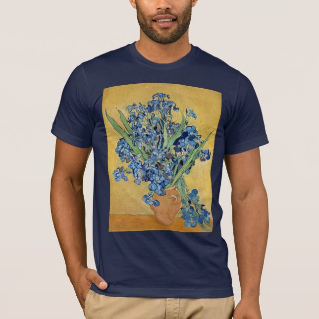 Van Gogh Irises Vase Blue Flowers Vintage Art T-Shirt (Front)