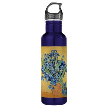Van Gogh Irises Vase Flowers Floral Still Life Art Stainless Steel Water Bottle by Then_Is_Now at Zazzle