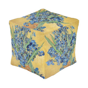 Van Gogh Irises Vase Flowers Still Life Dutch Art Pouf