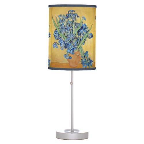 Van Gogh Irises Vase Gold Wall Blue Flowers Art Table Lamp