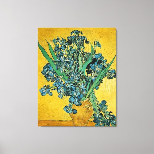 Van Gogh Irises Vase Yellow Floral Painting Canvas Print