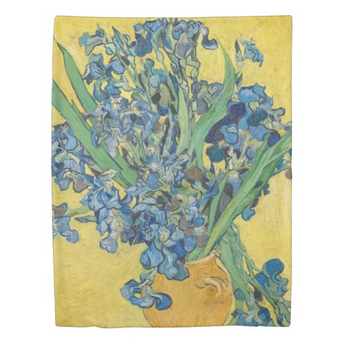 Van Gogh Irises Vase Yellow Floral Painting Duvet Cover