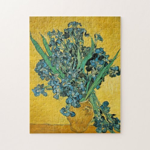 Van Gogh Irises Vase Yellow Floral Painting Jigsaw Puzzle