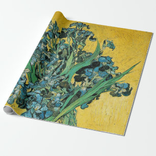Van Gogh Irises Vase Yellow Floral Painting Wrapping Paper
