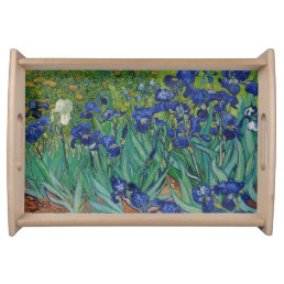 Van Gogh Irises Vintage Floral Blue Serving Tray