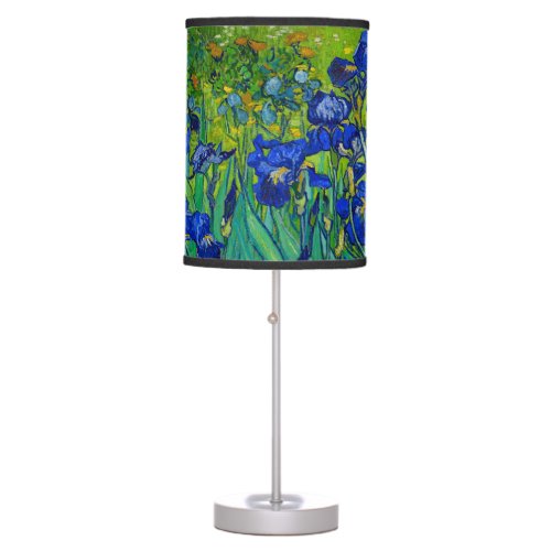Van Gogh Irises Vintage Floral Blue Table Lamp