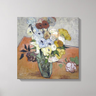 Van Gogh Japanese Vase with Roses and Anemones Canvas Print