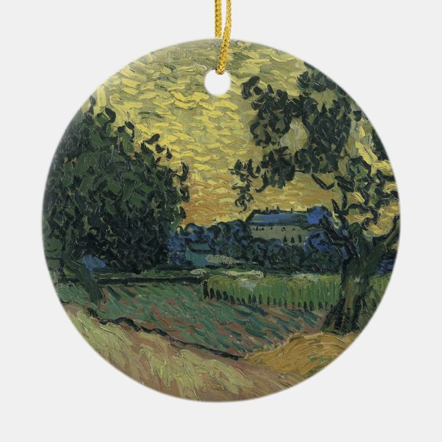 Van Gogh Landscape at Twilight Ceramic Ornament (Front)
