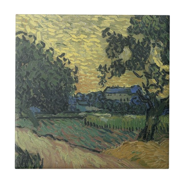 Van Gogh Landscape at Twilight Ceramic Tile (Front)