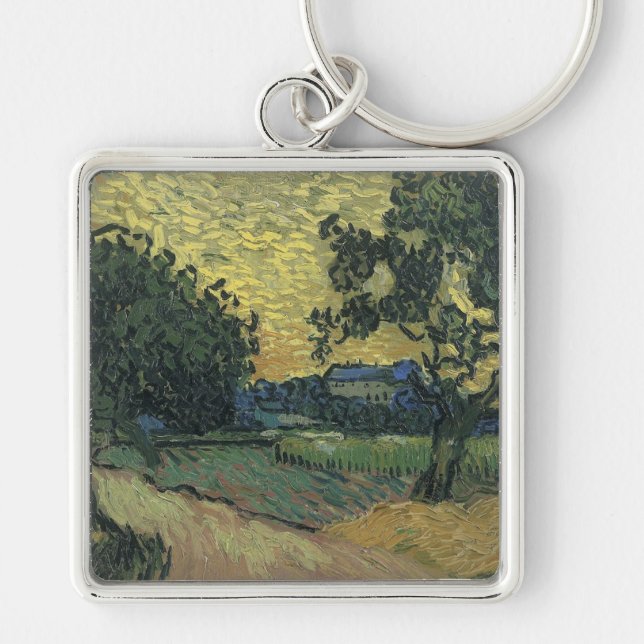 Van Gogh Landscape at Twilight Keychain (Front)