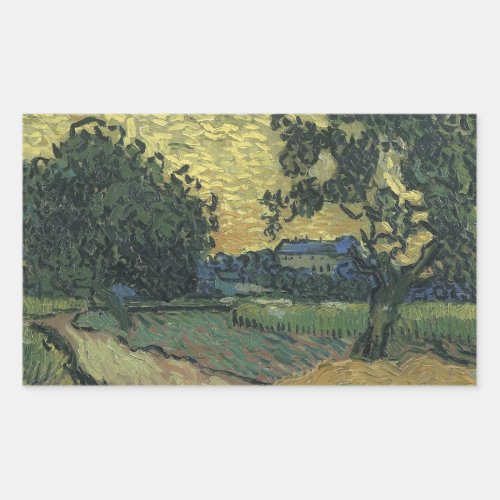 Van Gogh Landscape at Twilight Rectangular Sticker