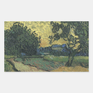 Van Gogh Landscape at Twilight Rectangular Sticker
