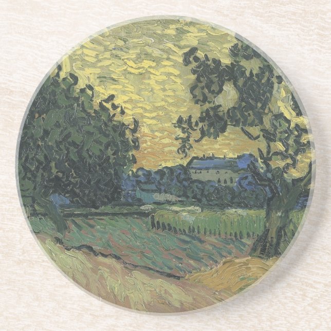 Van Gogh Landscape at Twilight Sandstone Coaster (Front)