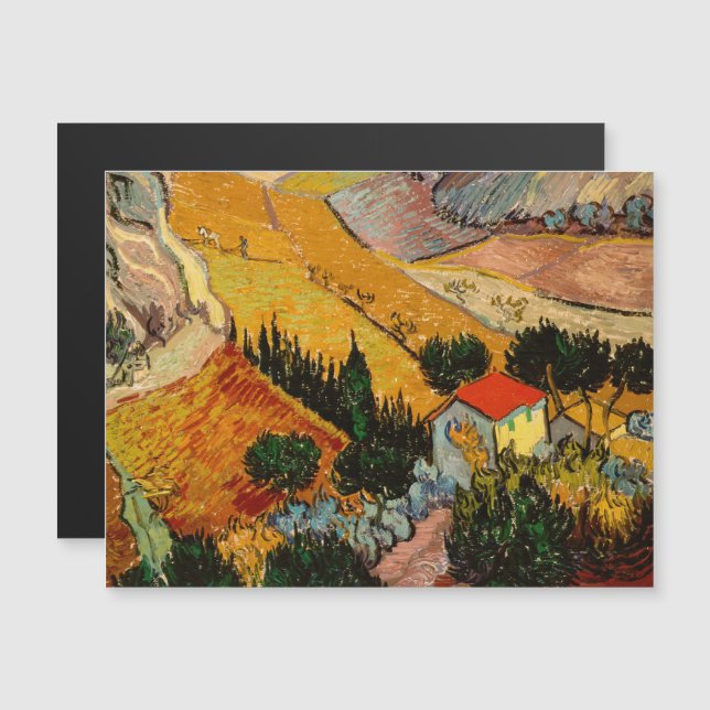 Van Gogh - Landscape House Ploughman Magnetic Card (Front/Back)