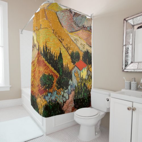 Van Gogh _ Landscape House Ploughman Shower Curtain