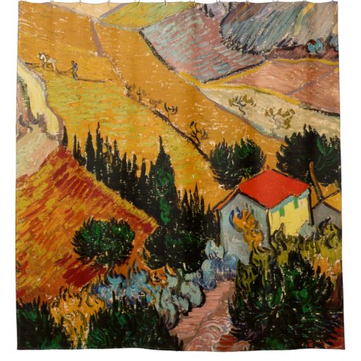 Van Gogh - Landscape House Ploughman Shower Curtain | Zazzle