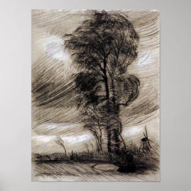 Van Gogh - Landscape in Stormy Weather Poster (Front)