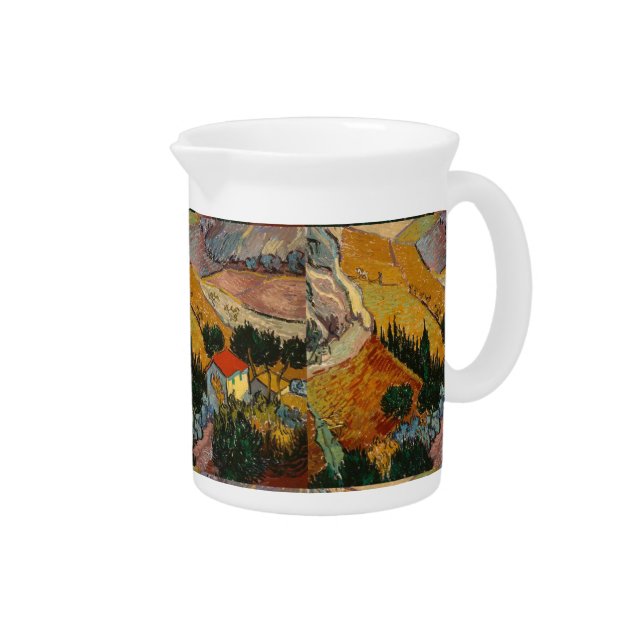 Van Gogh Landscape with House and Ploughman Beverage Pitcher (Right)